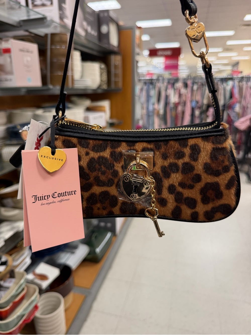 Juicy Couture Leopard Print Mini Shoulder Bag with Gold Hardware